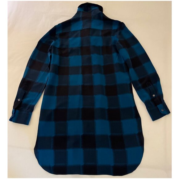 Tod's Button-Down Elaborate Collar Shirt | Blue & Black Plaid | Size IT 38 US 4 - Picture 6 of 10